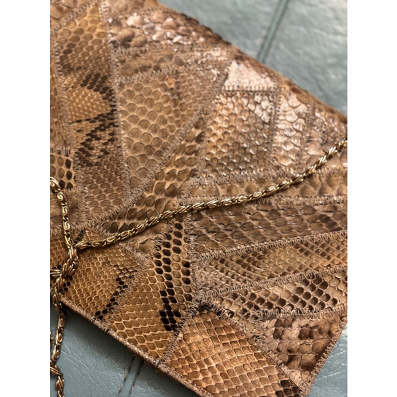 Varon Women's Snakeskin Clutch Gray Beige - Picture 3 of 5